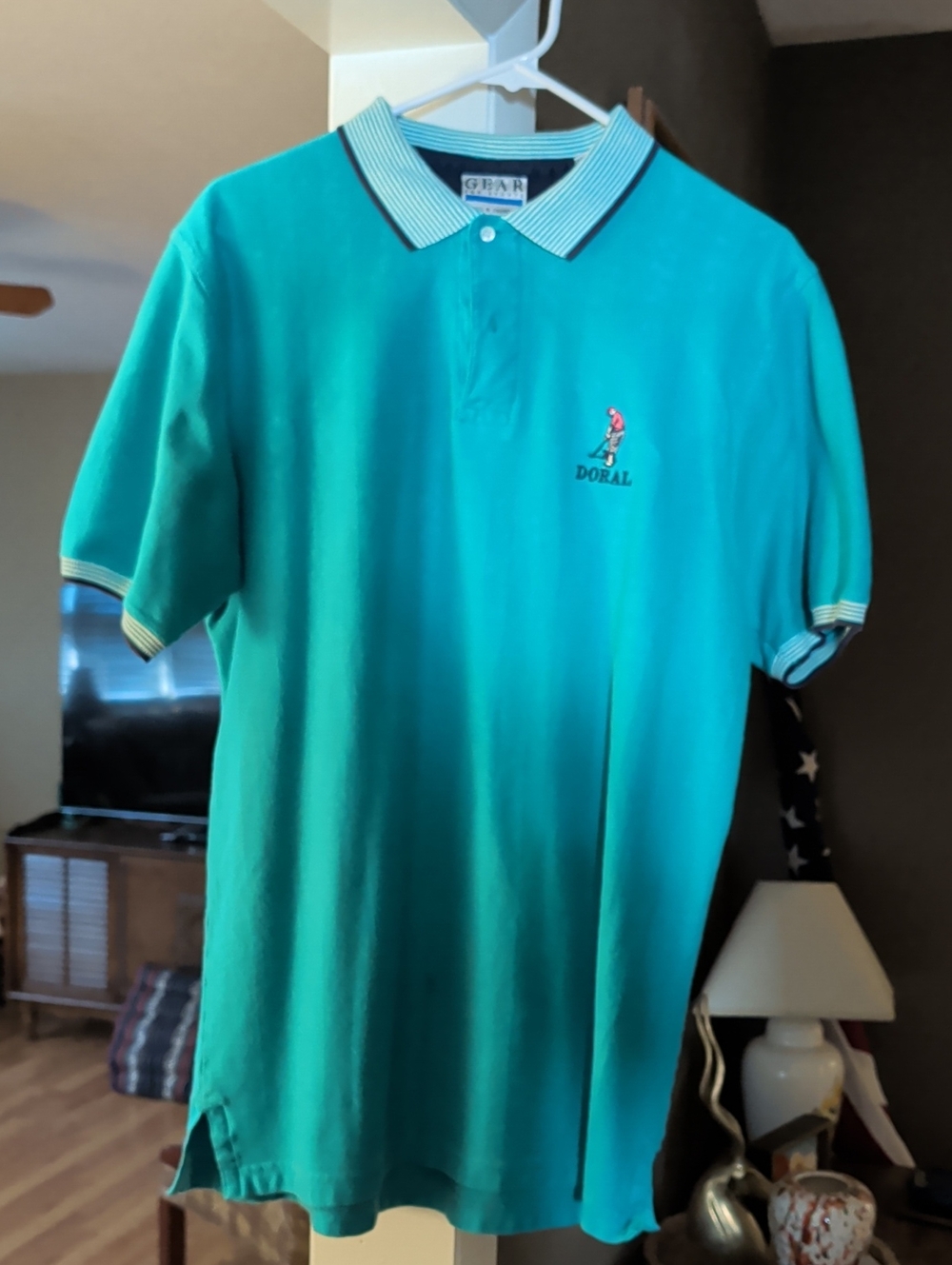 Gear For Sports Doral GC Teal Polo with Striped Collar